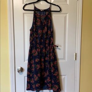 Sleeveless navy floral dress